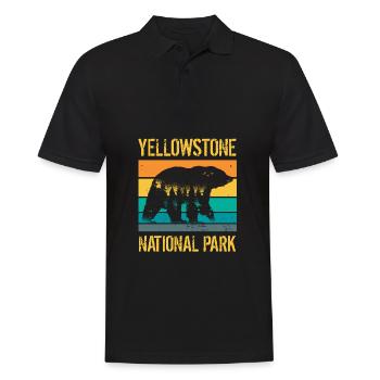 Jahrgangsbär des Yellowstone-Nationalparks - Männer Poloshirt - Schwarz - Vorne - Kai (181cm)