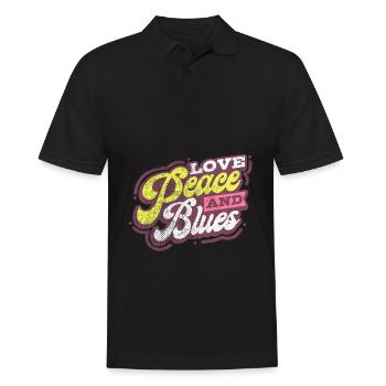 L’amour de la paix et de la musique blues - Polo Homme - noir - Devant - Kai (181cm)