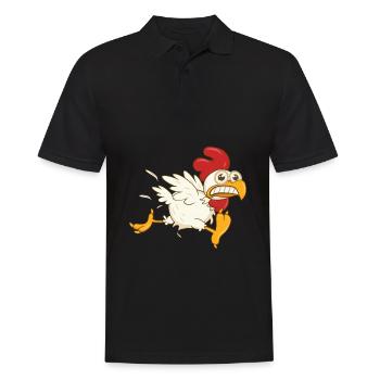 Poulet en cours d'exécution. Poulets fermiers drôles - Polo Homme - noir - Devant - Kai (181cm)