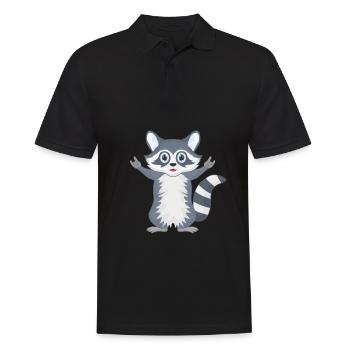 Waschbär Rock Musik - Männer Poloshirt - Schwarz - Vorne - Kai (181cm)