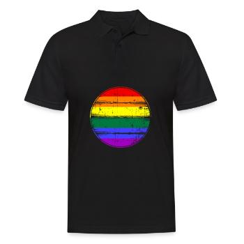 LGBT Regenbogenfahne Regenbogen - Männer Poloshirt - Schwarz - Vorne - Kai (181cm)