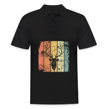 Hirsch vintage - Männer Poloshirt - Schwarz - Vorne - Kai (181cm)