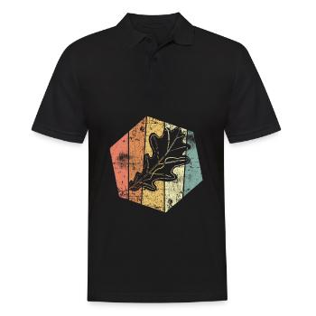 Eiche Blatt vintage - Männer Poloshirt - Schwarz - Vorne - Kai (181cm)