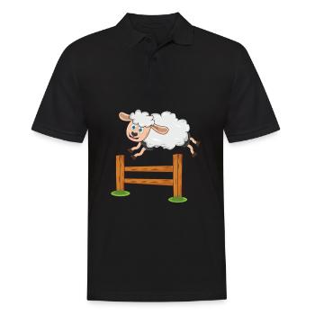 Schaf - Männer Poloshirt - Schwarz - Vorne - Kai (181cm)