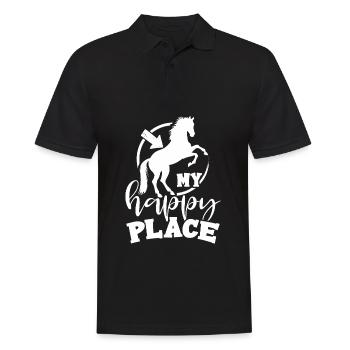 Pferd Reiter Reiten - Männer Poloshirt - Schwarz - Vorne - Kai (181cm)