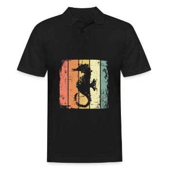 Seepferdchen retro Tauchen Schwimmen - Männer Poloshirt - Schwarz - Vorne - Kai (181cm)