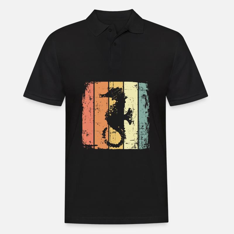 Seepferdchen retro Tauchen Schwimmen - Männer Poloshirt - Schwarz