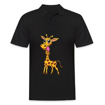 Girafe drôle - Polo Homme - noir - Devant - Kai (181cm)