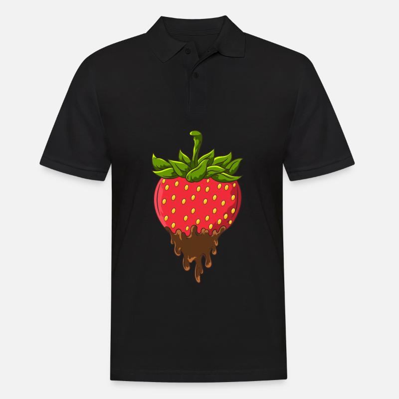 Erdbeere mit Schokolade - Männer Poloshirt - Schwarz