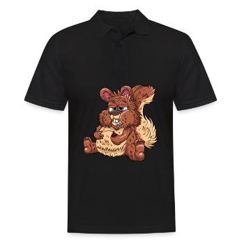 Dickes Eichhörnchen - Männer Poloshirt - Schwarz - Vorne - Kai (181cm)