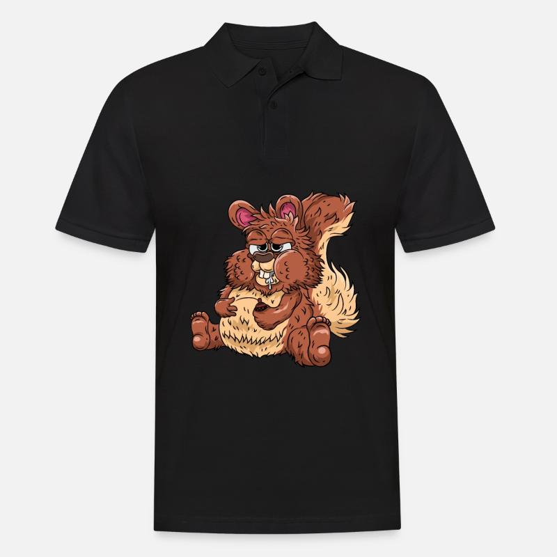 Dickes Eichhörnchen - Männer Poloshirt - Schwarz