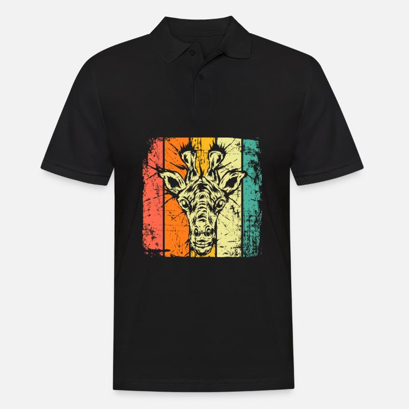 Giraffe Kopf vintage - Männer Poloshirt - Schwarz