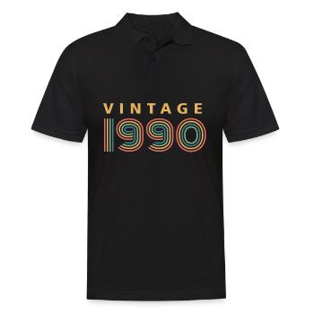 Jahrgang 1990 - Männer Poloshirt - Schwarz - Vorne - Kai (181cm)