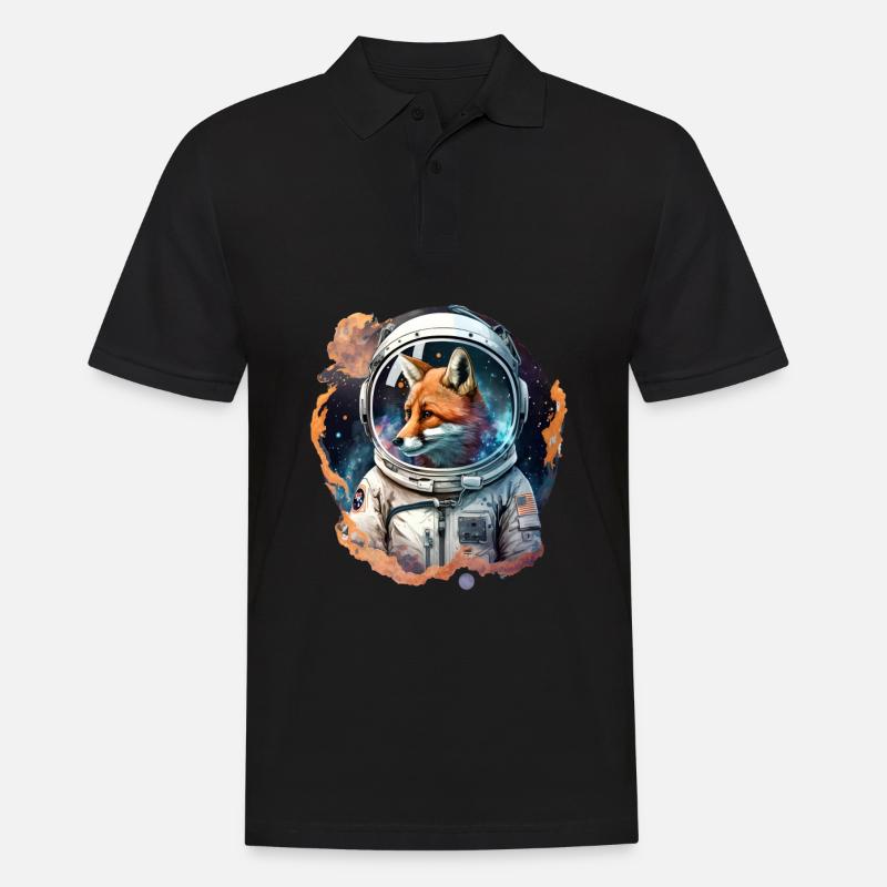 Astronaute Fox dans l’espace - Polo Homme - noir