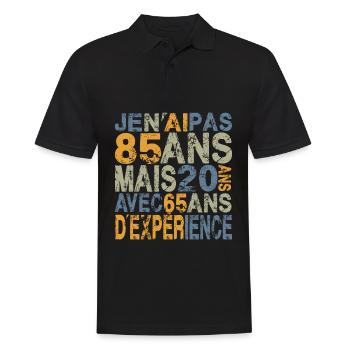 je n'ai pas 85 ans, anniversaire 85 ans - Polo Homme - noir - Devant - Kai (181cm)