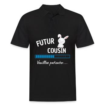 Futur cousin veuillez patienter ! cadeau cousin - Polo Homme - noir - Devant - Kai (181cm)