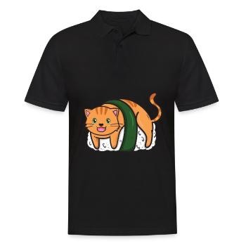 Kawaii Japonais Sushi Chats Anime Japon - Polo Homme - noir - Devant - Kai (181cm)