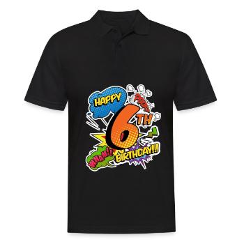 6. Geburtstag Junge Comic-Stil Superhelden - Männer Poloshirt - Schwarz - Vorne - Kai (181cm)