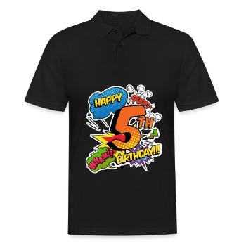 5. Geburtstag Junge Comic-Stil Superhelden - Männer Poloshirt - Schwarz - Vorne - Kai (181cm)