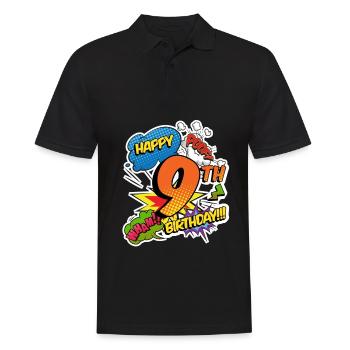 9. Geburtstag Junge Comic-Stil Superhelden - Männer Poloshirt - Schwarz - Vorne - Kai (181cm)