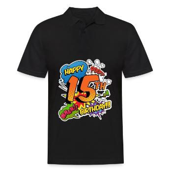 15. Geburtstag Junge Comic-Stil Superhelden - Männer Poloshirt - Schwarz - Vorne - Kai (181cm)