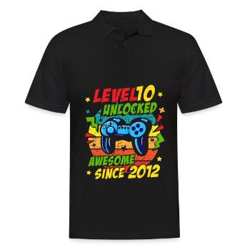 Level 10 Unlocked 2012 Game 10th Birthday - Men's Polo Shirt - black - Front - Kai (181cm)