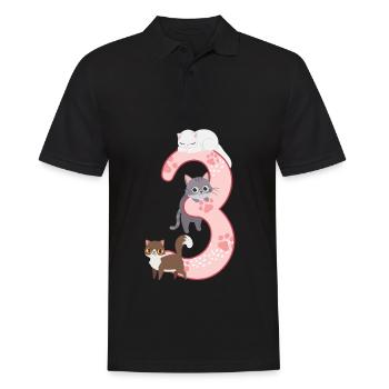 3. Geburtstag Mädchen Katze - Männer Poloshirt - Schwarz - Vorne - Kai (181cm)