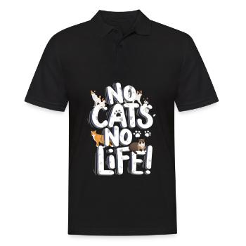 Pas de chats pas de vie chats Saint-Valentin - Polo Homme - noir - Devant - Kai (181cm)