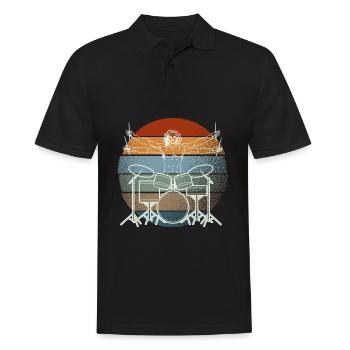 Vitruvischer Drummer Schlagzeuger Legende - Männer Poloshirt - Schwarz - Vorne - Kai (181cm)