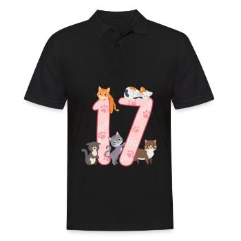 17th Birthday Girl Cats Outfit 17 years old - Men's Polo Shirt - black - Front - Kai (181cm)
