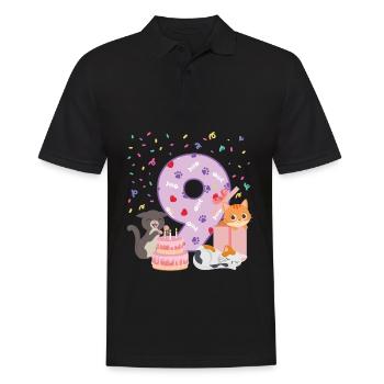 9. Geburtstag Mädchen Katzen Outfit 9 Jahr alt - Männer Poloshirt - Schwarz - Vorne - Kai (181cm)