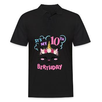 10. Geburtstag Mädchen Outfit Einhorn Katze - Männer Poloshirt - Schwarz - Vorne - Kai (181cm)