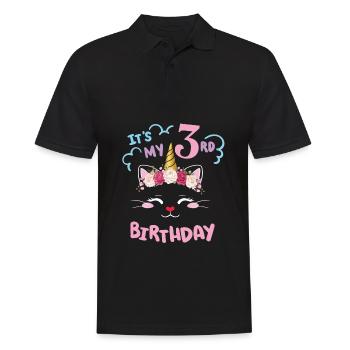 3. Geburtstag Mädchen Outfit Einhorn Katze - Männer Poloshirt - Schwarz - Vorne - Kai (181cm)
