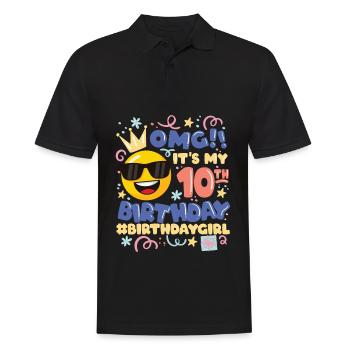 Omg! es ist mein 10. Geburtstag Mädchen Emoticon - Männer Poloshirt - Schwarz - Vorne - Kai (181cm)