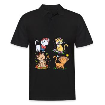 Every Season is a cat season Seasons Cats - Men's Polo Shirt - black - Front - Kai (181cm)