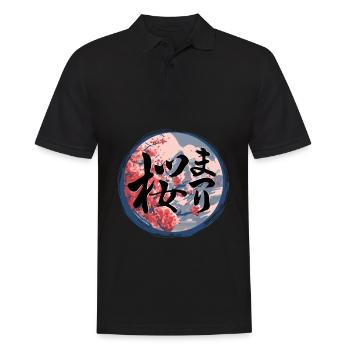 Japanese Sakura Flower Flowers Japanese Kanji - Men's Polo Shirt - black - Front - Kai (181cm)