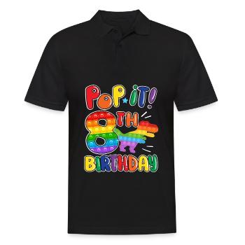 Pop It Dinosaurier Glücklich 8. Dino Geburtstag - Männer Poloshirt - Schwarz - Vorne - Kai (181cm)