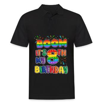 Boom C’est mon 8e anniversaire Huit - Polo Homme - noir - Devant - Kai (181cm)