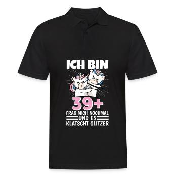 Ich bin 39+ Frag mich nochmal und klatscht Glitzer - Männer Poloshirt - Schwarz - Vorne - Kai (181cm)