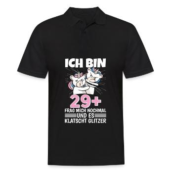 Ich bin 29+ Frag mich nochmal und klatscht Glitzer - Männer Poloshirt - Schwarz - Vorne - Kai (181cm)