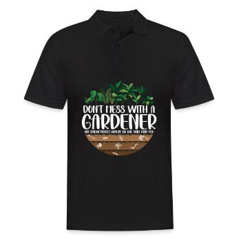 Leg Dich Nicht Mit Einem Gärtner An, Niemand - Männer Poloshirt - Schwarz - Vorne - Kai (181cm)
