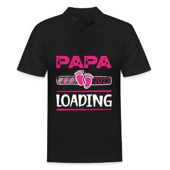 Papa 2023 Loading Dad To Be Baby Girl Father's Day - Men's Polo Shirt - black - Front - Kai (181cm)