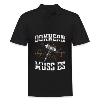 Donnern Muss Es Wikinger Kriegerin Walküre Odin - Männer Poloshirt - Schwarz - Vorne - Kai (181cm)