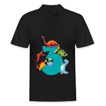 Dinosaure 3 ans 3ème fête d’anniversaire - Polo Homme - noir - Devant - Kai (181cm)