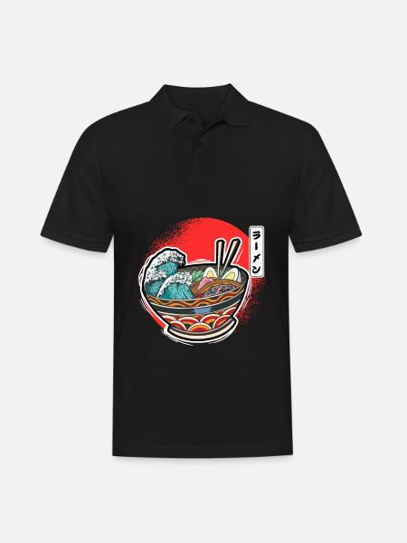 Ramen Bowl Wave Japanische Nudelsuppe - Männer Poloshirt - Schwarz