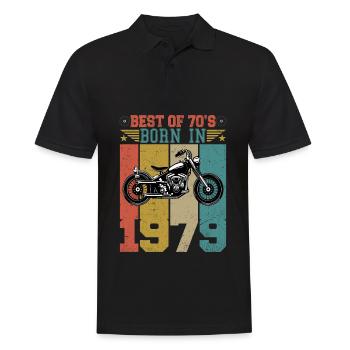 Best Of The 70's Geboren 1979 Vintage Motorrad - Männer Poloshirt - Schwarz - Vorne - Kai (181cm)