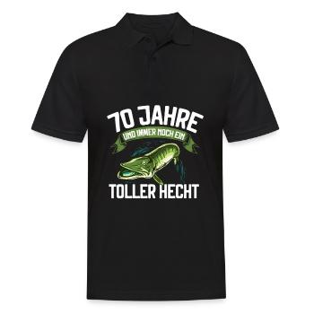 70 Jahre und immer noch ein toller Hecht Angler - Männer Poloshirt - Schwarz - Vorne - Kai (181cm)