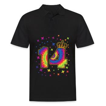 Tie-dye 14. Geburtstagsfeier 14 Jahre Alter - Männer Poloshirt - Schwarz - Vorne - Kai (181cm)