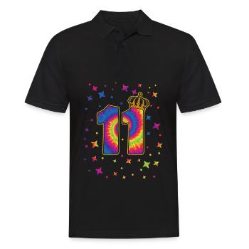 Tie-dye fête du 11ème anniversaire 11 ans - Polo Homme - noir - Devant - Kai (181cm)