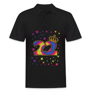Tie-dye 22ème fête d’anniversaire 22 ans - Polo Homme - noir - Devant - Kai (181cm)